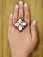 Dandiya Raas Ring for girls, a beautiful multi-coloured hand embroidered ring from our latest designer collection.