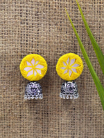 Mahira hand embroidered Jhumka, a beautifully hand-embroidered earring jhumka from our designer collection of quirky, boho, Kundan and tassel earrings and jhumkas for women online.