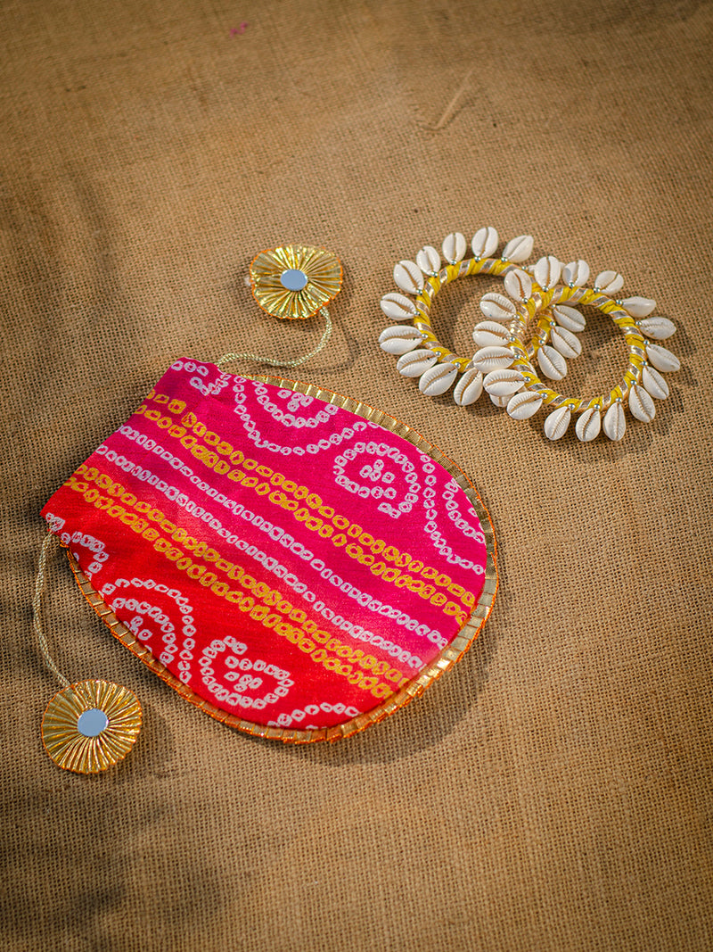 Polti & Bangles Combo 1 (Shell Love yellow + Bandhej Gota Potli)