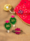 BRIDESMAID Combo (Team Bride Tropical Earrings + Bandhani Gota Potli + Bridesmaids Brooch)