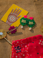 BRIDESMAID Combo (Team Bride Tropical Earrings + Bandhani Gota Potli + Bridesmaids Brooch)