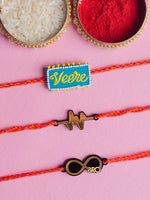 Veere Embroidered + Lifeline + Infinity Bro Set of 3 Rakhis