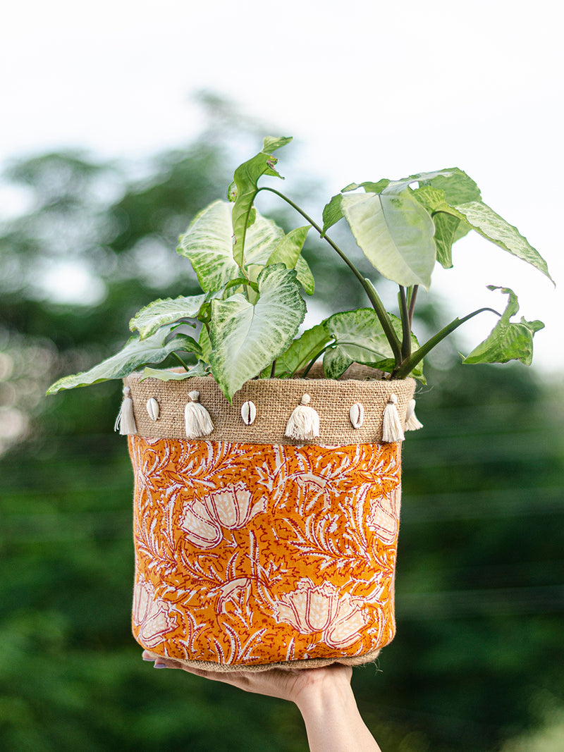 Rangrez Jute Boho Planter (Yellow)