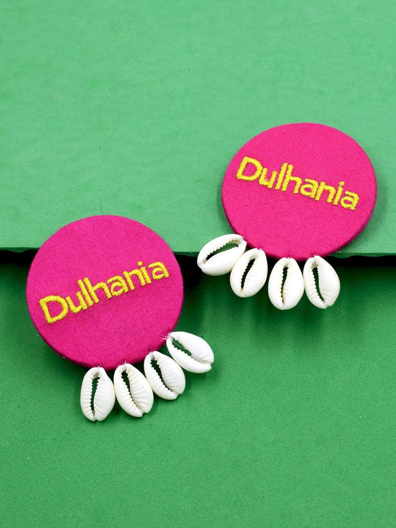 Dulhania Embroidered Shell Flower Earrings