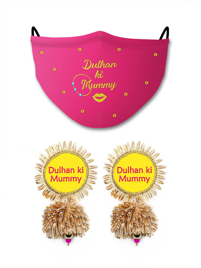 Dulhan ki Behen/Mummy/Bhabhi Face Mask + Matching Gota Patti Jhumka Set