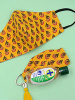 Cotton Printed 3-Ply Mask + Sanitizer Holder Bagcharm Set