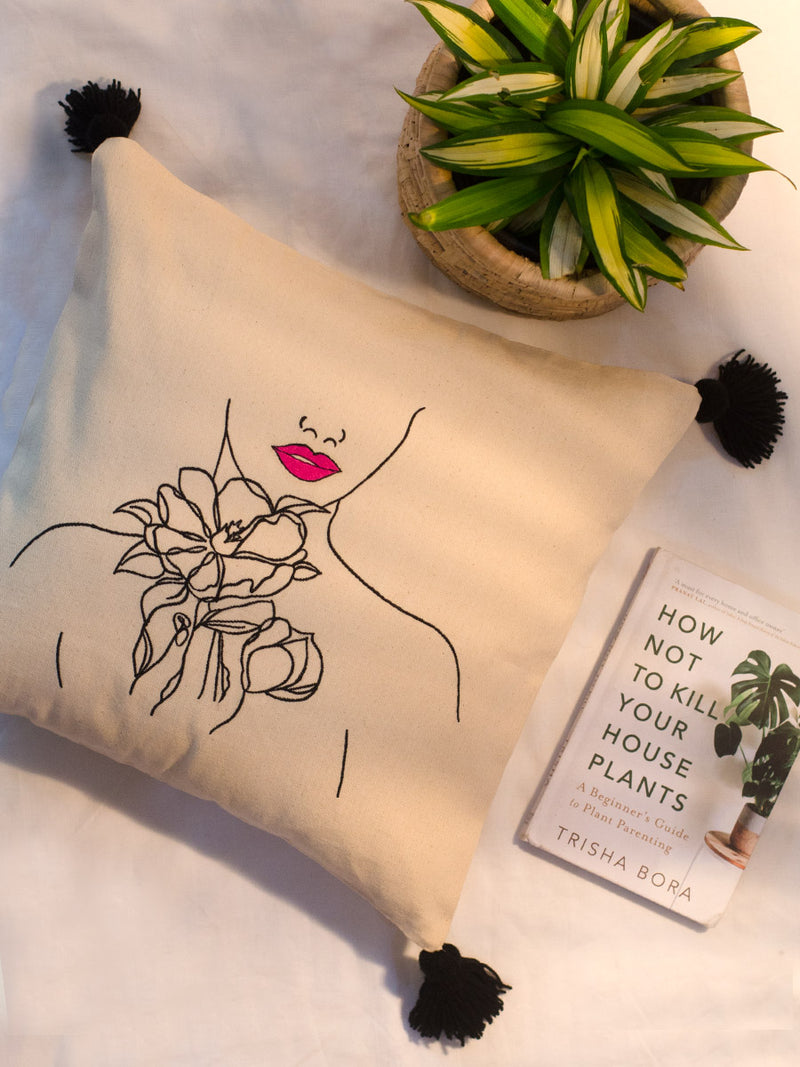 Flourish Embroidered Cushion Cover