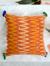 Growth Cushion Cover (Orange/Mustard), a unique hand embroidered cotton cushion cover with mirror and tassel detailing from our wide range of quirky, bohemian home decor products like ethnic cushion covers, thread art, wall decor & wall art, keychain holders and more.
