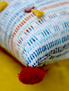 Harmony Cushion Cover, a hand embroidered cotton cushion cover with pom pom and tassel detailing from our wide range of bohemian home decor products like ethnic cushion covers, thread art and more.