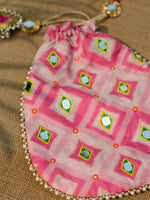 Rani Ikat Mirror Embroidered Potli Bag