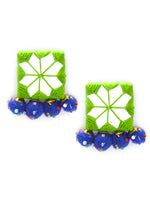 Rabia Hand-embroidered Mirror Earrings, an embroidered mirror earring from our quirky designer collection of earrings for women online.