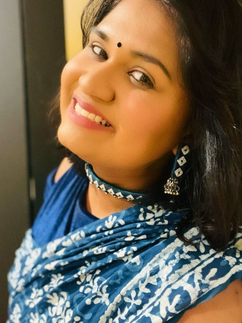 Navy Ghungroo Choker + Matching Earrings Set