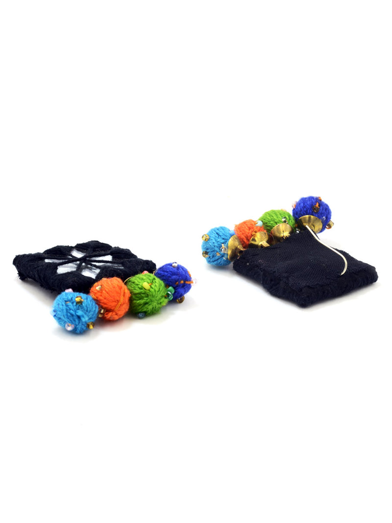 Rabia Hand-embroidered Mirror Earrings, an embroidered mirror earring from our quirky designer collection of earrings for women online.
