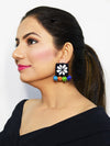 Rabia Hand-embroidered Mirror Earrings, an embroidered mirror earring from our designer collection of earrings for women.