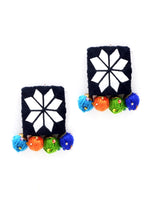 Rabia Hand-embroidered Mirror Earrings, an embroidered mirror earring from our designer collection of earrings for women.