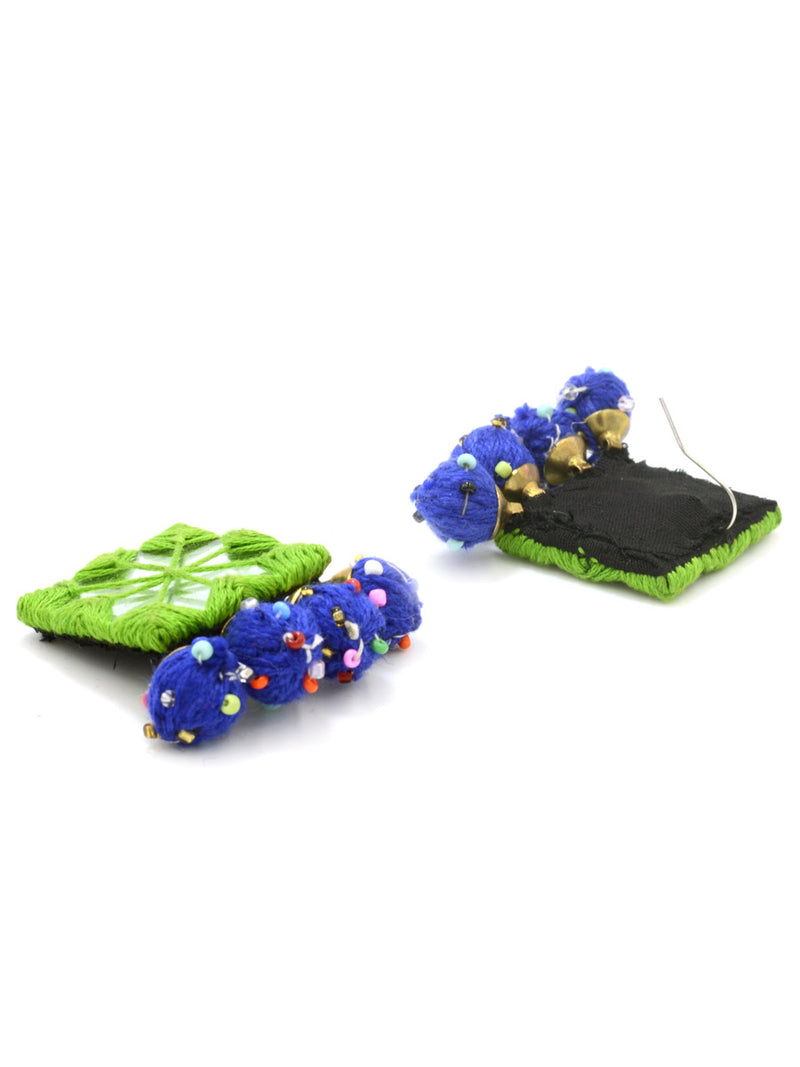 Rabia Hand-embroidered Mirror Earrings, an embroidered mirror earring from our designer collection of earrings for women.