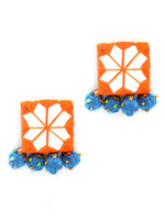 Rabia Hand-embroidered Mirror Earrings, an embroidered mirror earring from our quirky designer collection of earrings for women online.