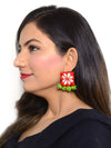 Rabia Hand-embroidered Mirror Earrings, an embroidered mirror earring from our quirky designer collection of earrings for women online.