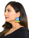 Rabia Hand-embroidered Mirror Earrings, an embroidered mirror earring from our designer collection of earrings for women.