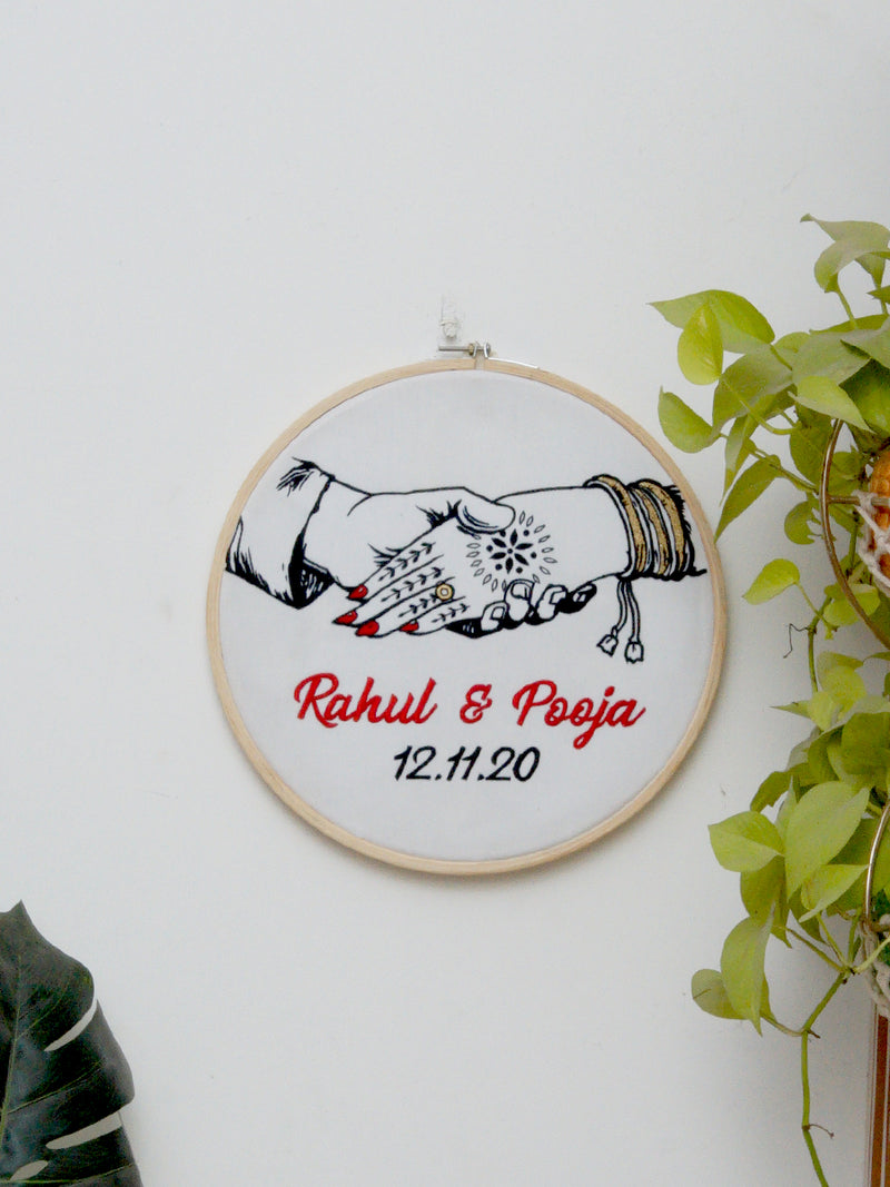 Customised Wedding Gift Embroidered Hoop Wall Art