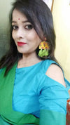 Haseena Hand-embroidered Tassel Earrings, a beautiful handmade hand embroidered earring with mirror and tassel from our designer collection of earrings for women online.