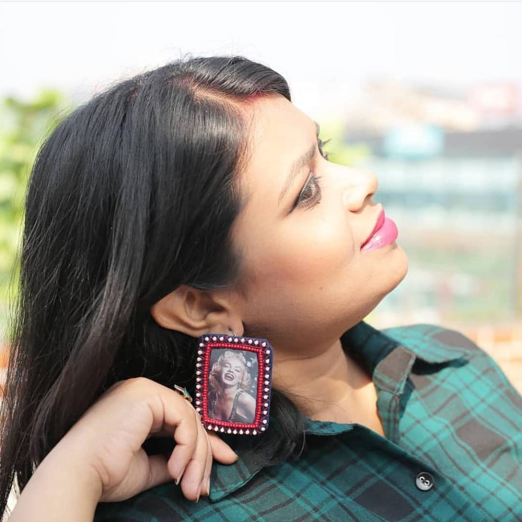 Marilyn Monroe Earrings, a quirky, unique, statement party-wear earrings from our designer collection of earrings for women online.