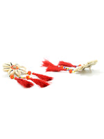 Beach Beauty Shell Earrings, a chic hand embroidered shell earrings from our quirky designer collection of earrings for women online.