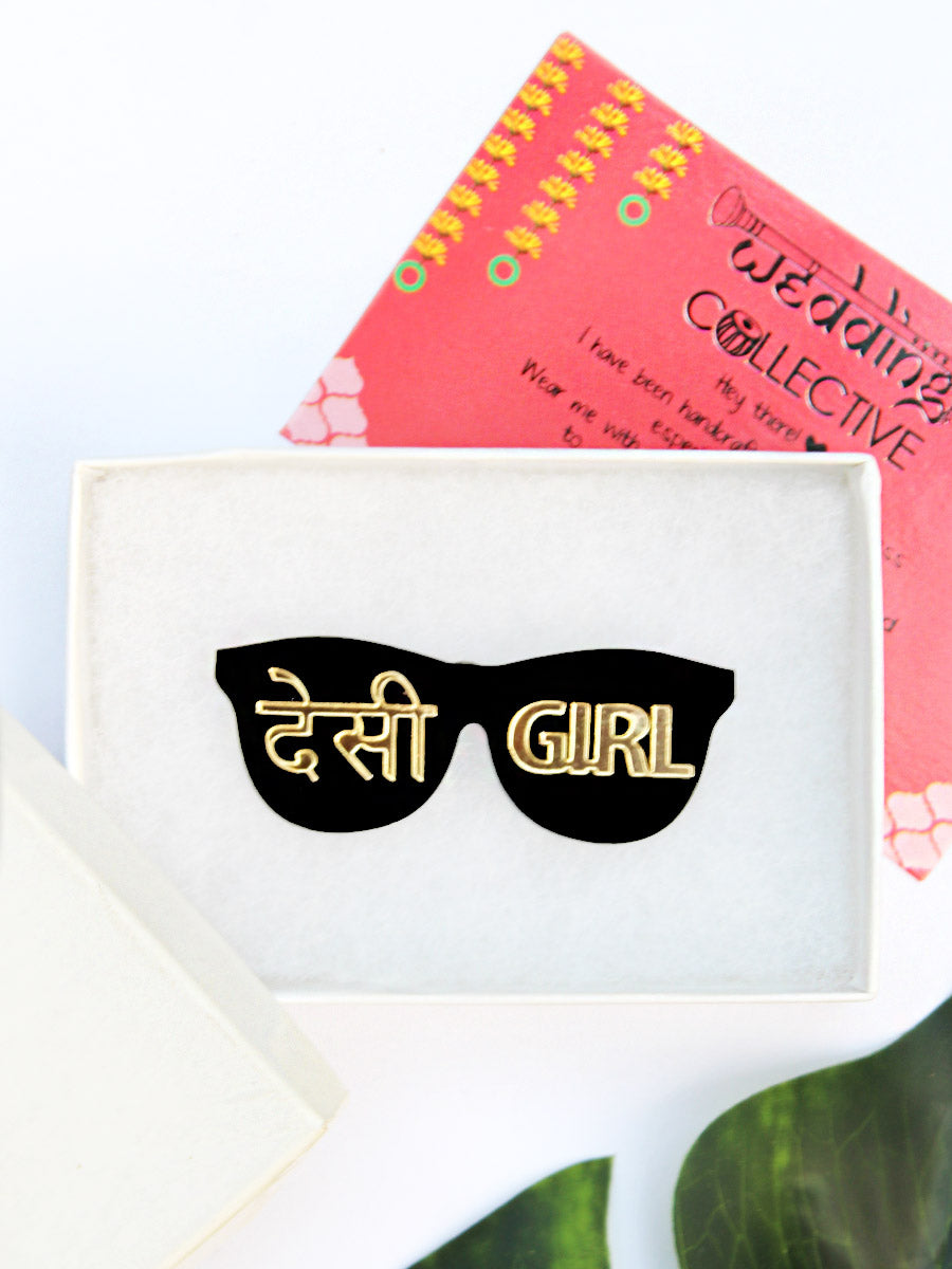 Desi Girl Brooch, a handmade statement brooch from our wide range of latest quirky collection of brooches for women.