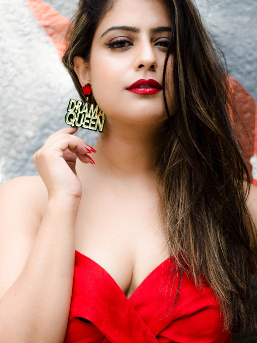 Drama Queen Earrings, a quirky, unique, statement party-wear earrings from our designer collection of earrings for women online.
