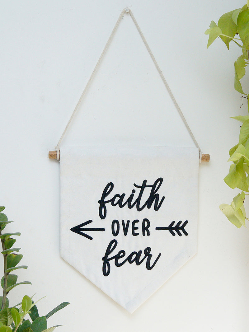 Faith over Fear Embroidered Canvas Wall Art