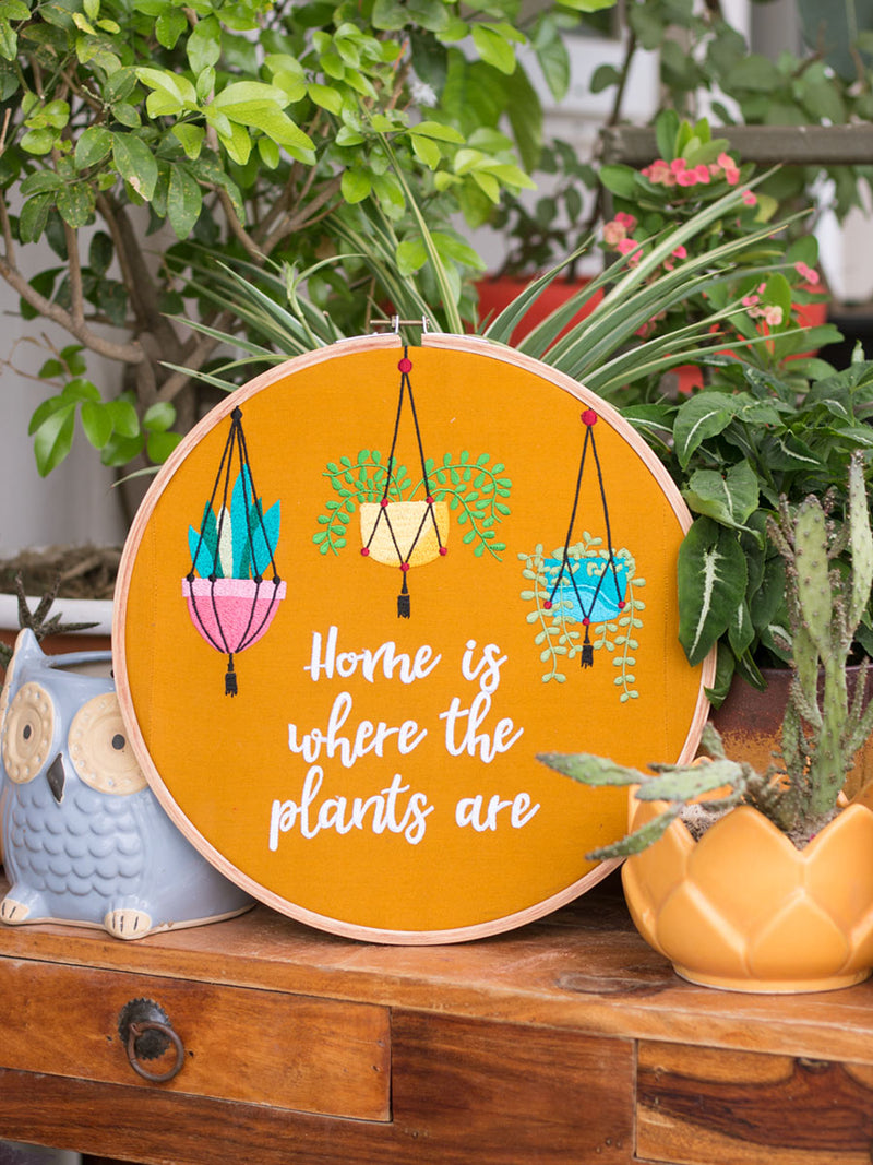 Plant Home Embroidered Hoop Wall Art