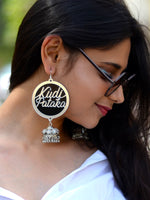 Kudi Pataka Earrings, a quirky, unique, statement party-wear earrings from our designer collection of hand embroidered earrings for women.