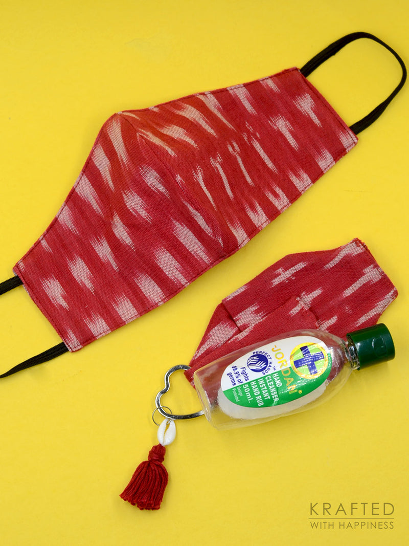 Cotton Printed 3-Ply Mask + Sanitizer Holder Bagcharm Set