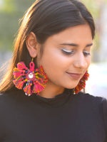 Tiny You're my Sun Earrings, a beautiful handmade hand embroidered earring with mirror and tassel from our designer collection of earrings for women online.